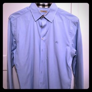 Burberry baby blue dress shirt large with stretch